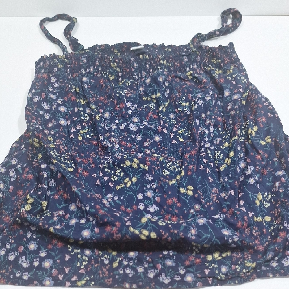 Old Navy Blue Floral Baby Doll Top Sz Small Summer Beach Vacation